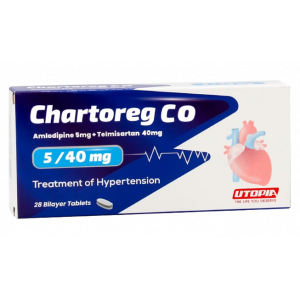 CHARTOREG CO 5 / 40 MG ( AMLODIPINE / TELMISARTAN ) 28 BILAYER TABLETS